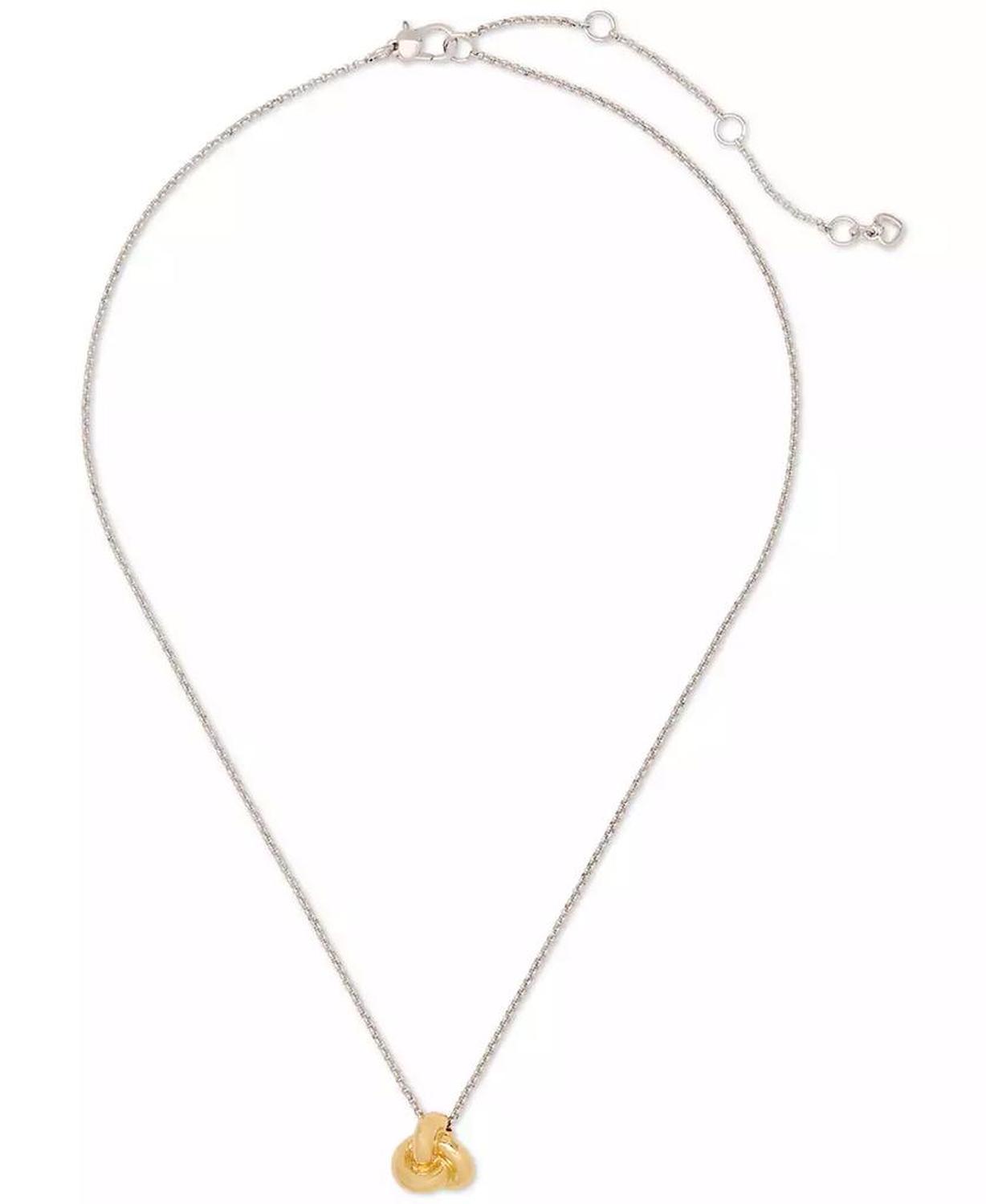 Polished Love Knot Pendant Necklace, 16" + 3" extender