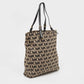 Michael Kors Black/beige Signature Canvas And Leather Jet Set Tote