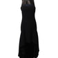 Michael Kors Halter Mullet Hem Evening  Dress in Black Wool and Leather