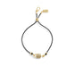 Faux Stone Signature Padlock Leather Slider Bracelet