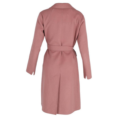 'S Max Mara Poldo Belted Long-Sleeved Coat in Pink Wool