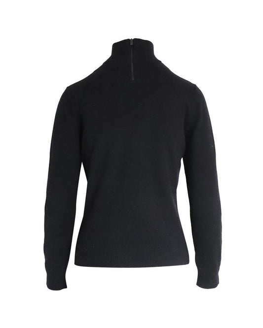 Michael Kors Turtleneck Cut-Out Top in Black Cashmere