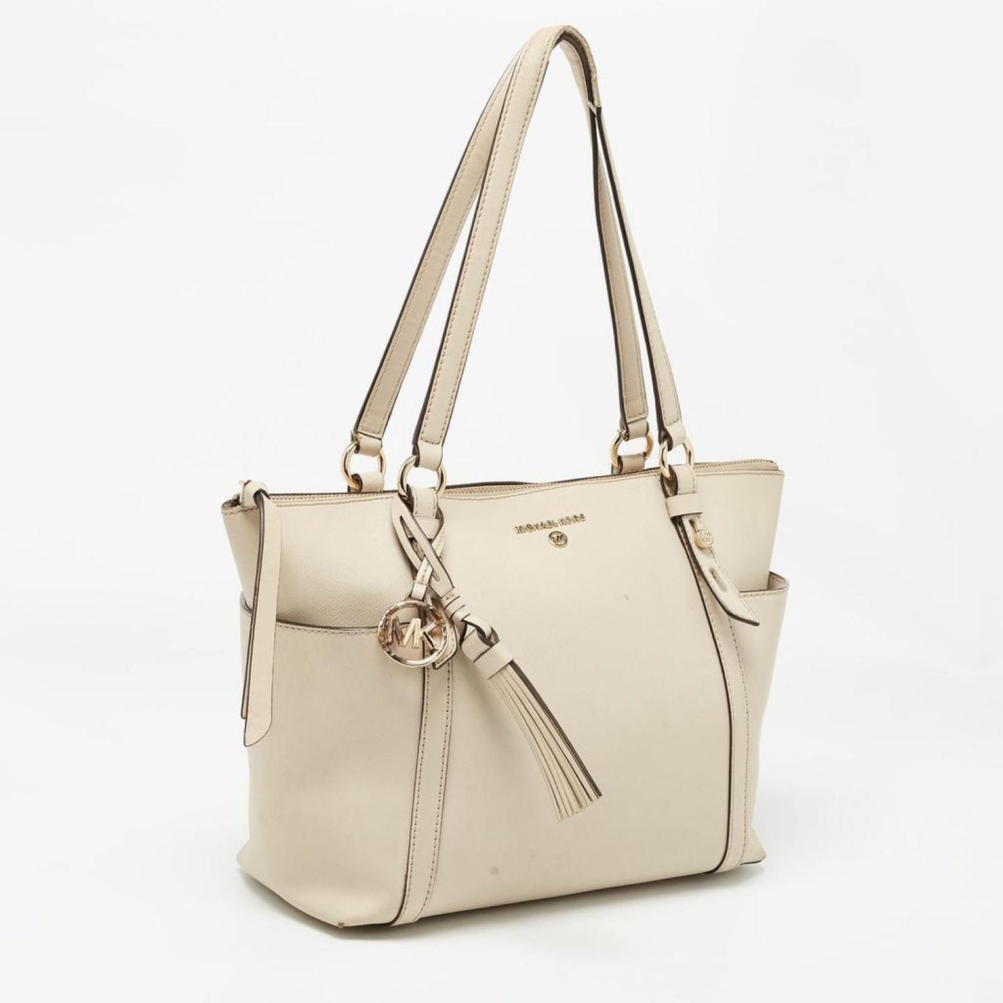 Michael Kors Light  Leather Medium Top Zip Jet Set Tote