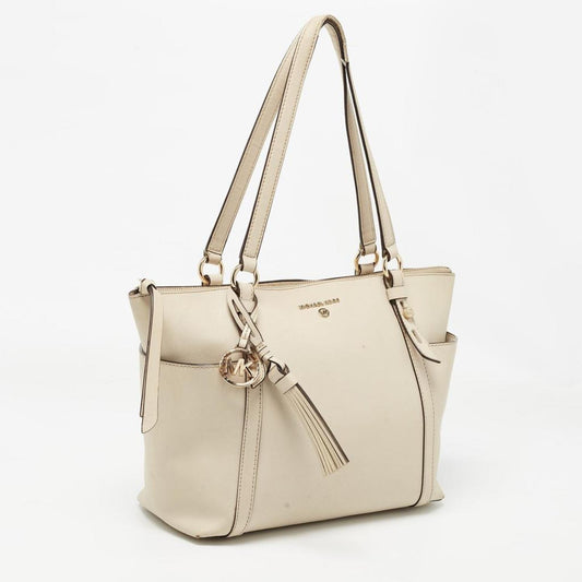 Michael Kors Light  Leather Medium Top Zip Jet Set Tote