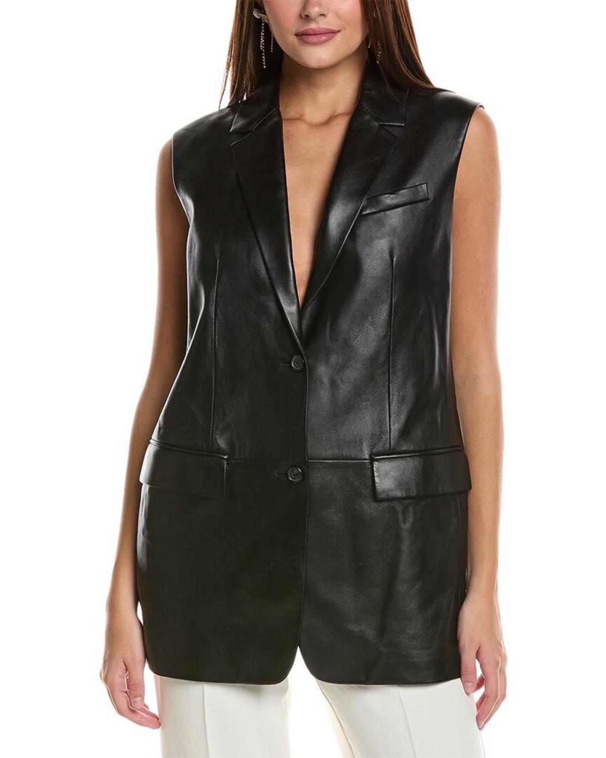 Michael Kors Collection Boyfriend Leather Vest