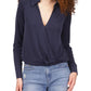 Womens Collared Long Sleeve Wrap Top