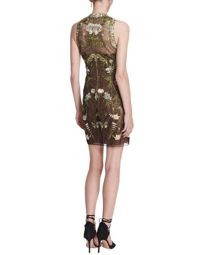 High-Neck Mirrored Embroidery Dress