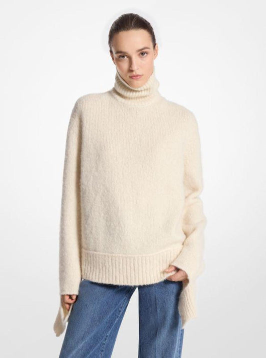 Alpaca and Cashmere Blend Deconstructed Turtleneck Sweater