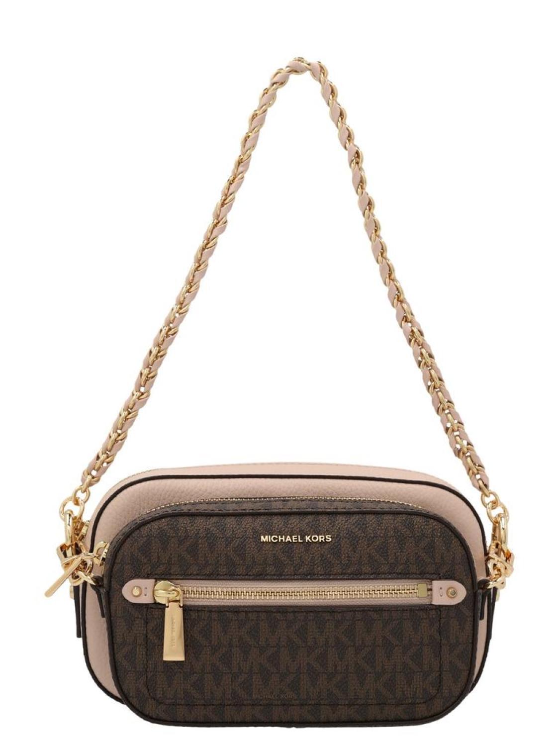 Michael Kors Jet Set Logo Plaque Zip-Up Crossbody Bag