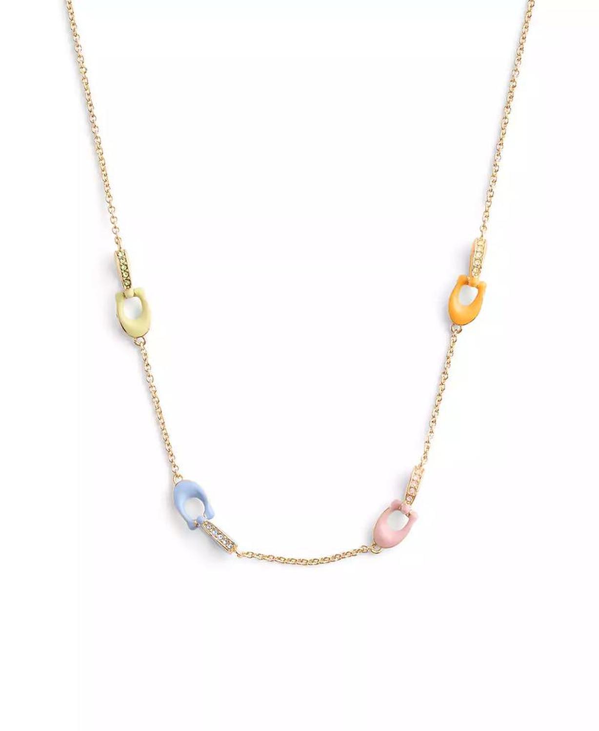 Faux Stone Signature Pavé C Strand Necklace