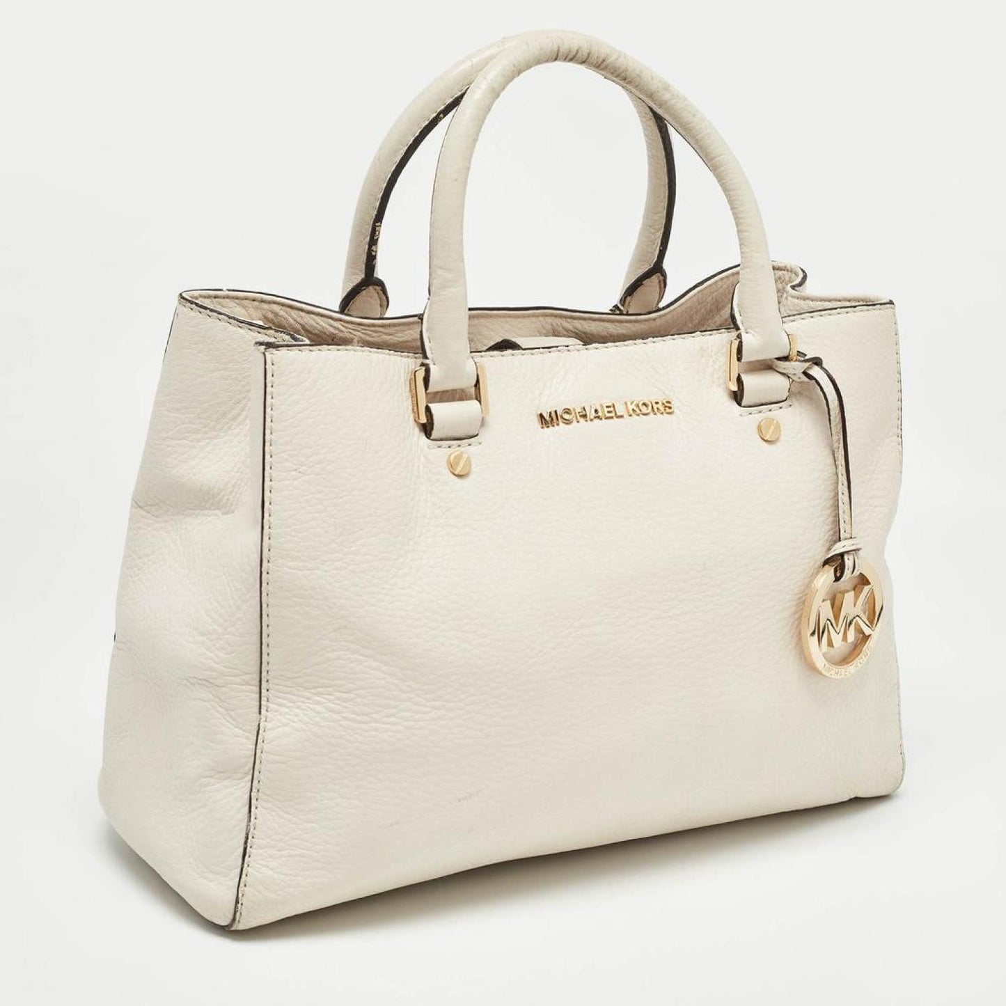 Michael Kors Off White Leather Middle Zip Tote