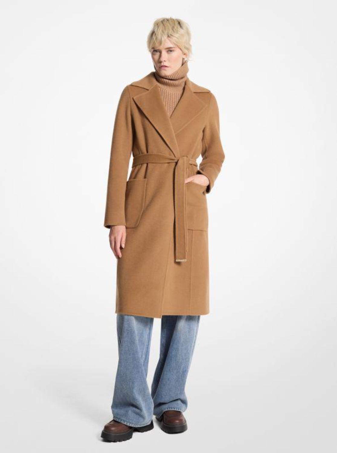 Wool Blend Wrap Coat