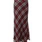 Michael Kors Plaid Maxi Skirt in Red Silk-Voile