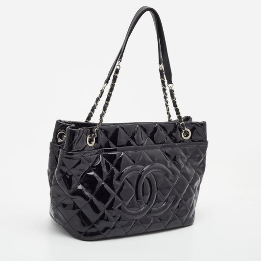 Chanel  Quilted Patent Leather Cc Timeless Tote