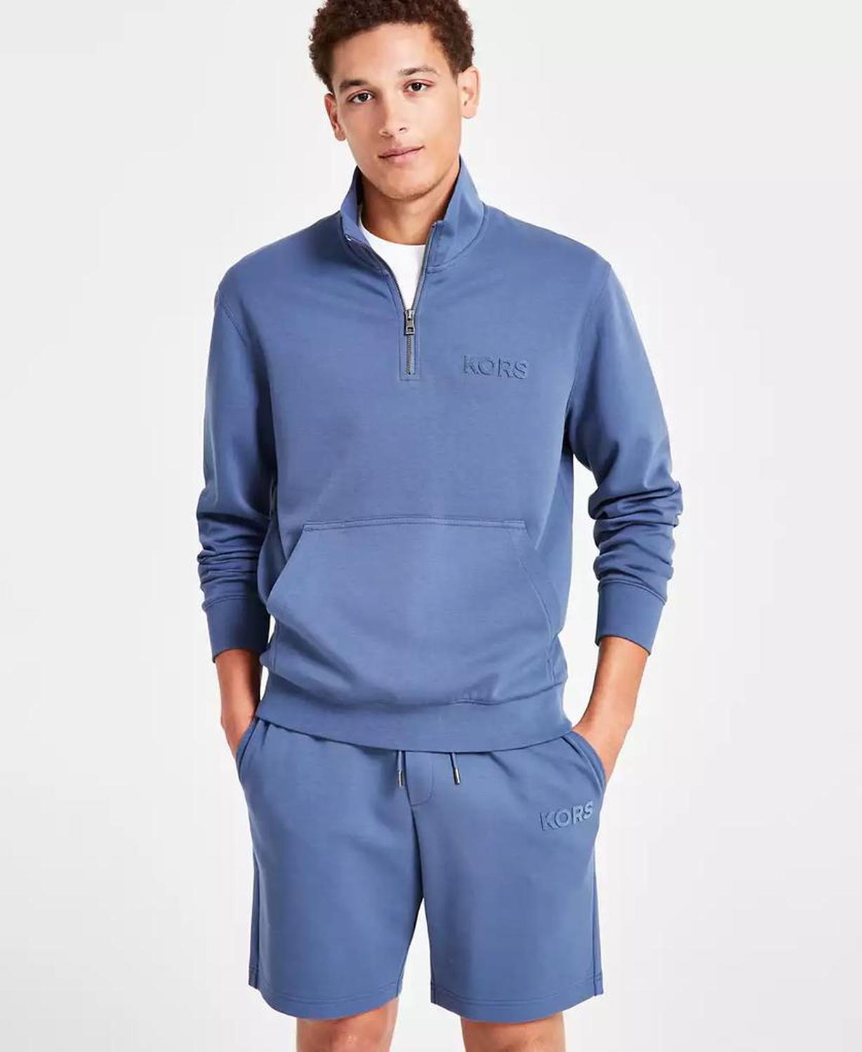 Men's Textured-Logo Quarter-Zip Sweatshirt