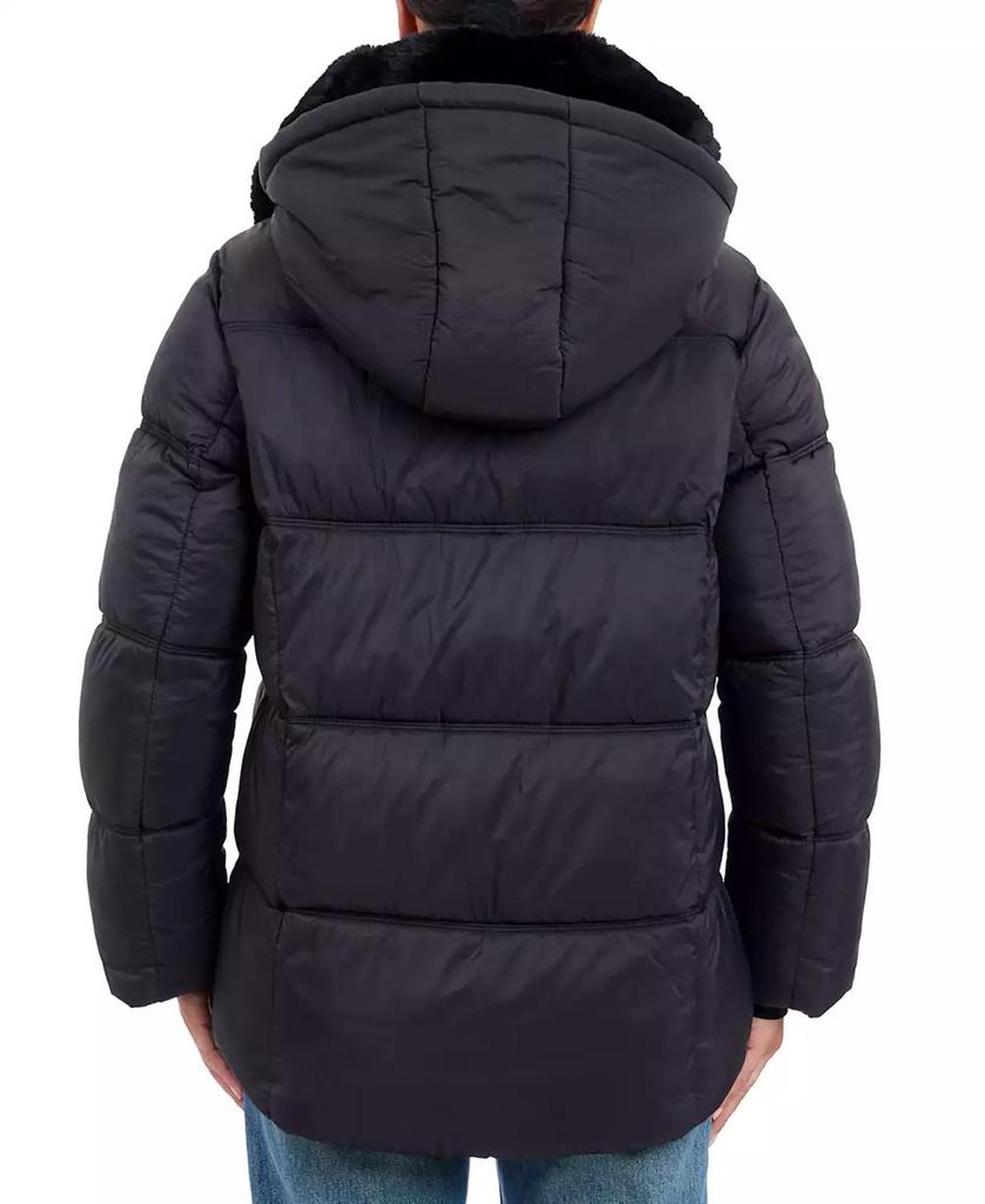 Women's Faux-Fur-Collar Hooded Puffer Coat, Created for Macy's