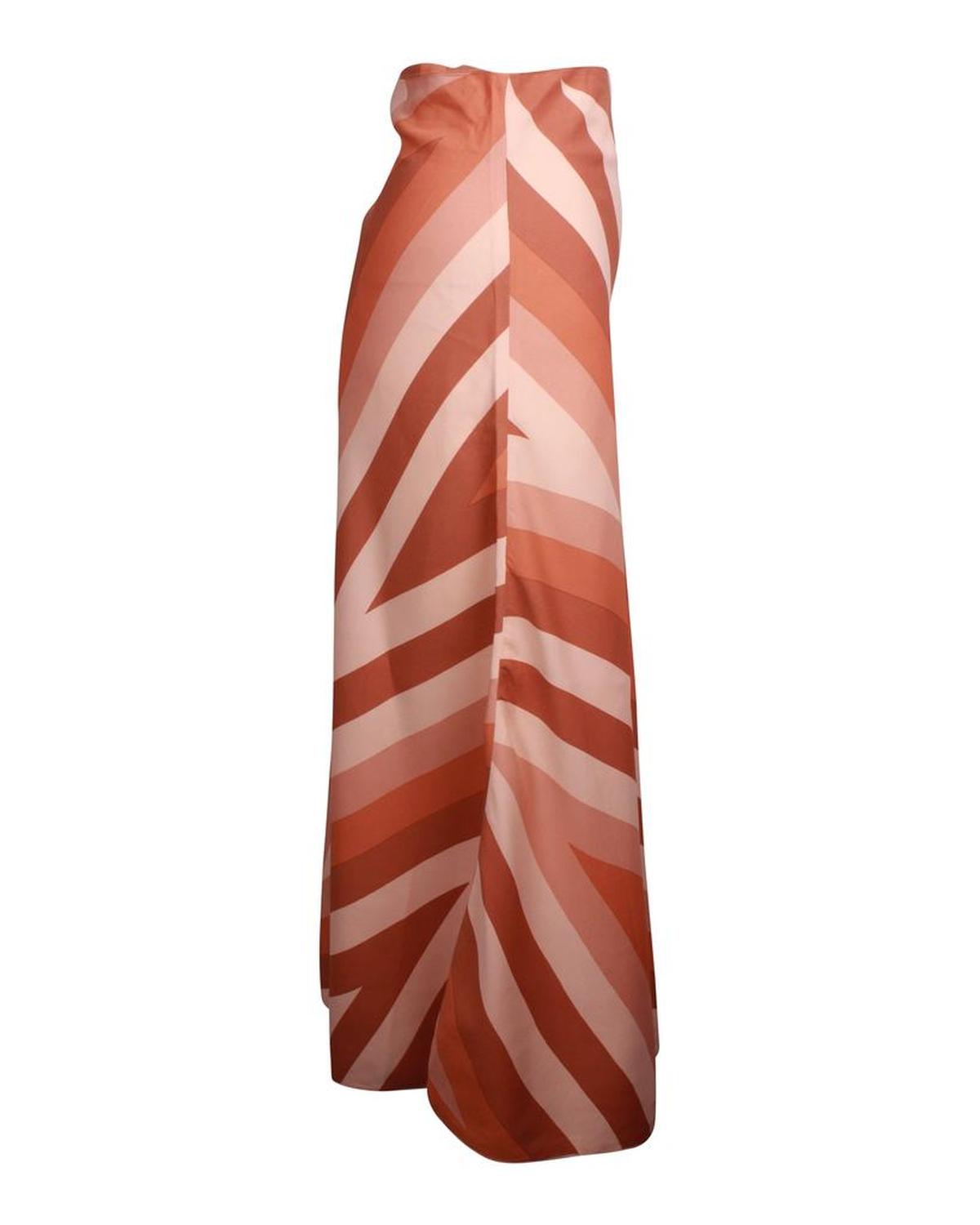 Sportmax Striped Midi Skirt in Peach Silk