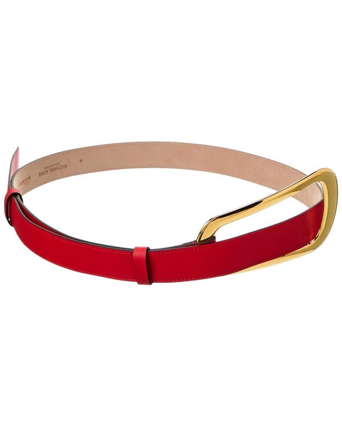 Michael Kors Collection Organic Buckle Loop Leather Belt