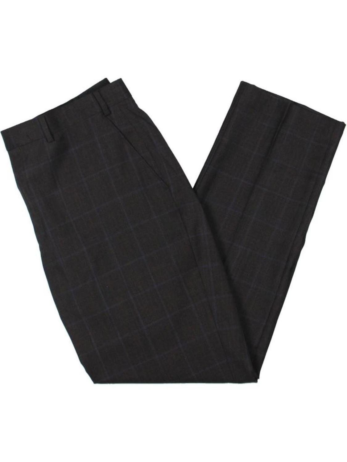 Mens Wool Plaid Dress Pants