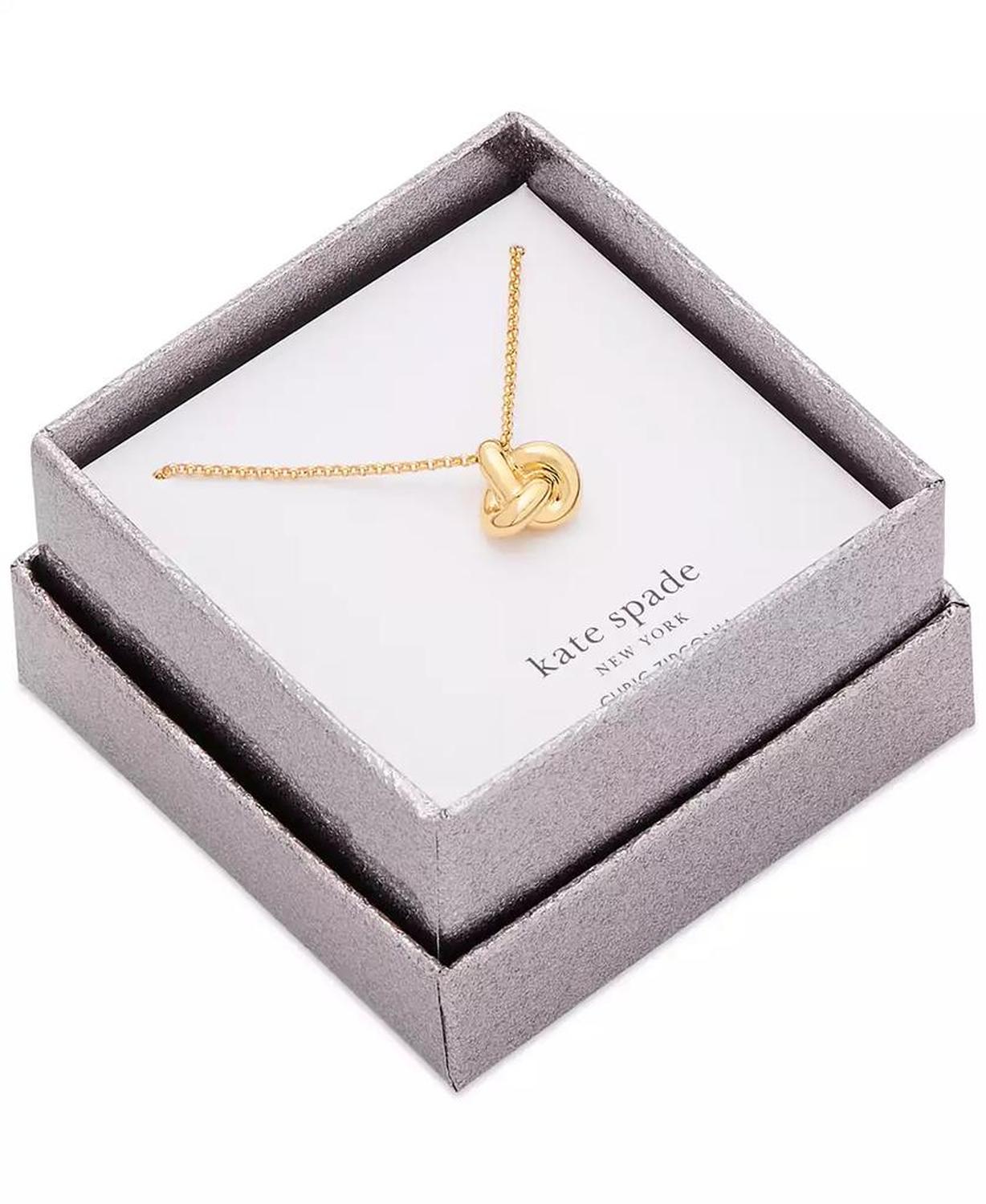 Polished Love Knot Pendant Necklace, 16" + 3" extender