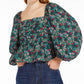 Weekend Palpiti Poplin Floral Smocked Top In Green Bluebell