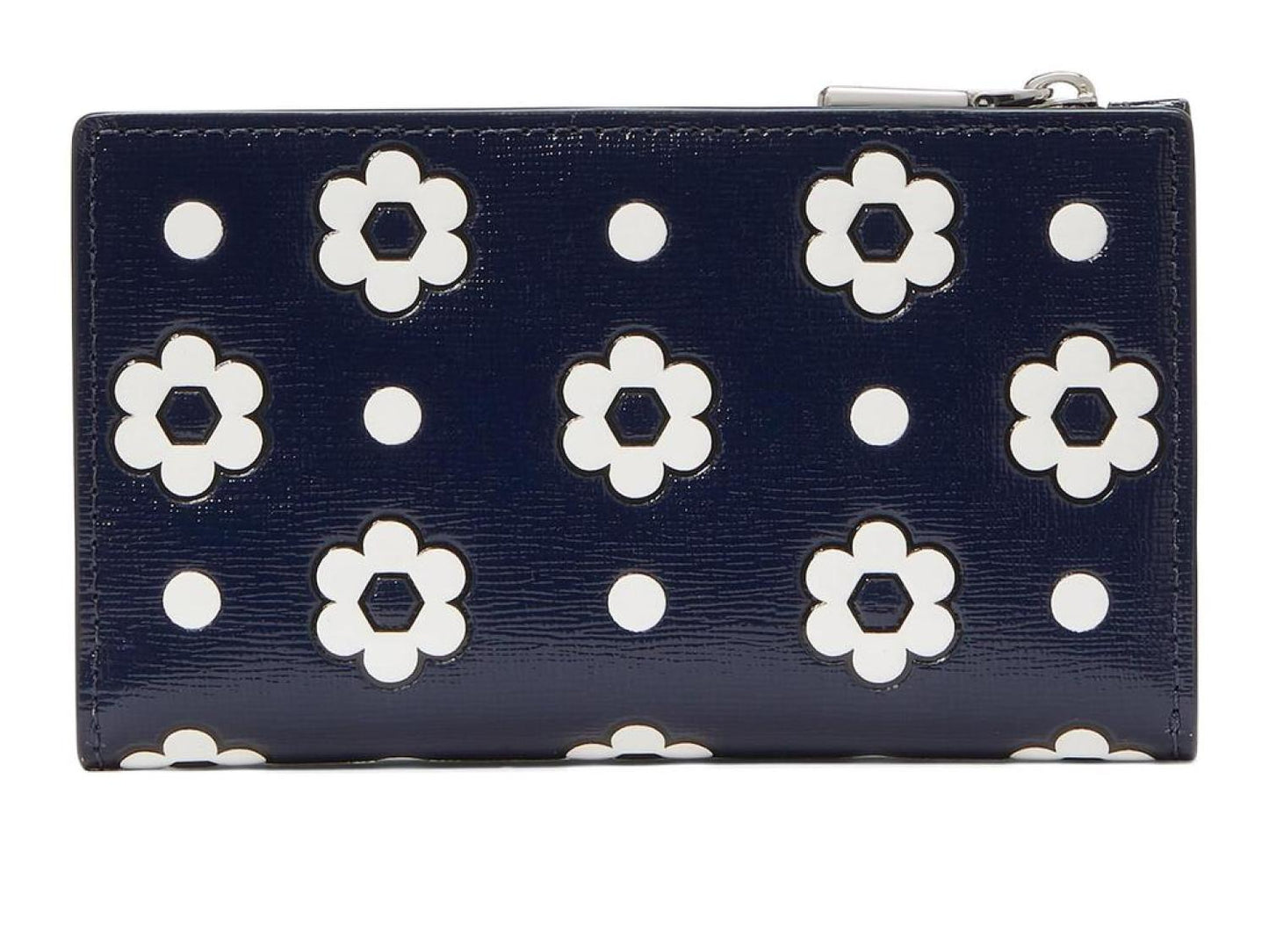 Morgan Daisy Dot Embossed Saffiano Leather Small Slim Bifold Wallet