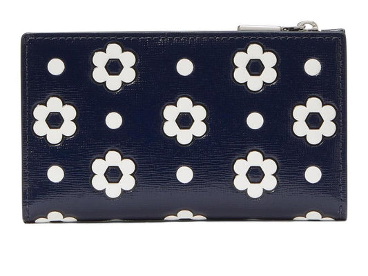 Morgan Daisy Dot Embossed Saffiano Leather Small Slim Bifold Wallet