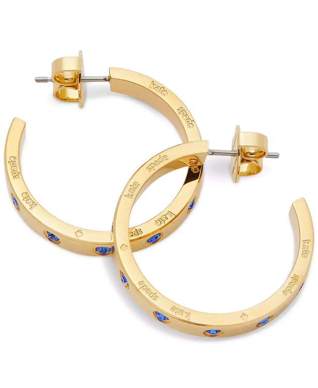 Gold-Tone Small Color Pavé Hoop Earrings, 1"