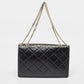 Black Glossy Quilted Leather Trouble Flap Shoulder Bag