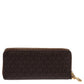 Michael Kors Brown Monogram Coated Canvas Zip Around Wristlet Wallet