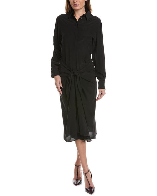 Michael Kors Collection Tie Waist Silk Shirtdress