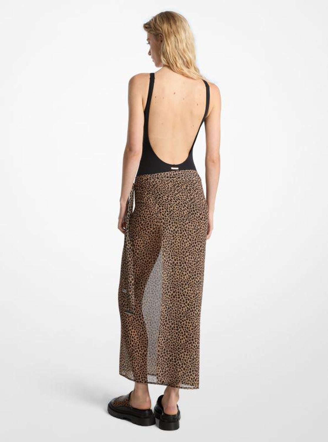 Cheetah Print Chiffon Pareo Wrap Skirt