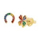 Gold-Tone Multicolor Pavé Horseshoe & Clover Mismatch Stud Earrings