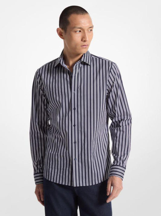 Slim-Fit Stretch Cotton Blend Striped Shirt