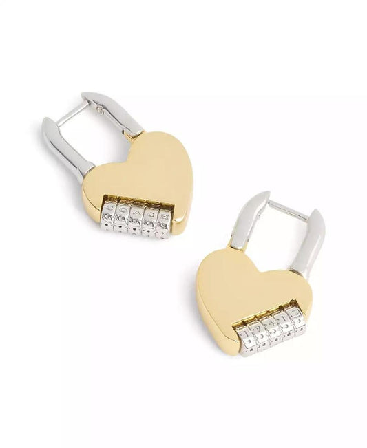 Faux Stone Signature Heart Padlock Drop Earrings