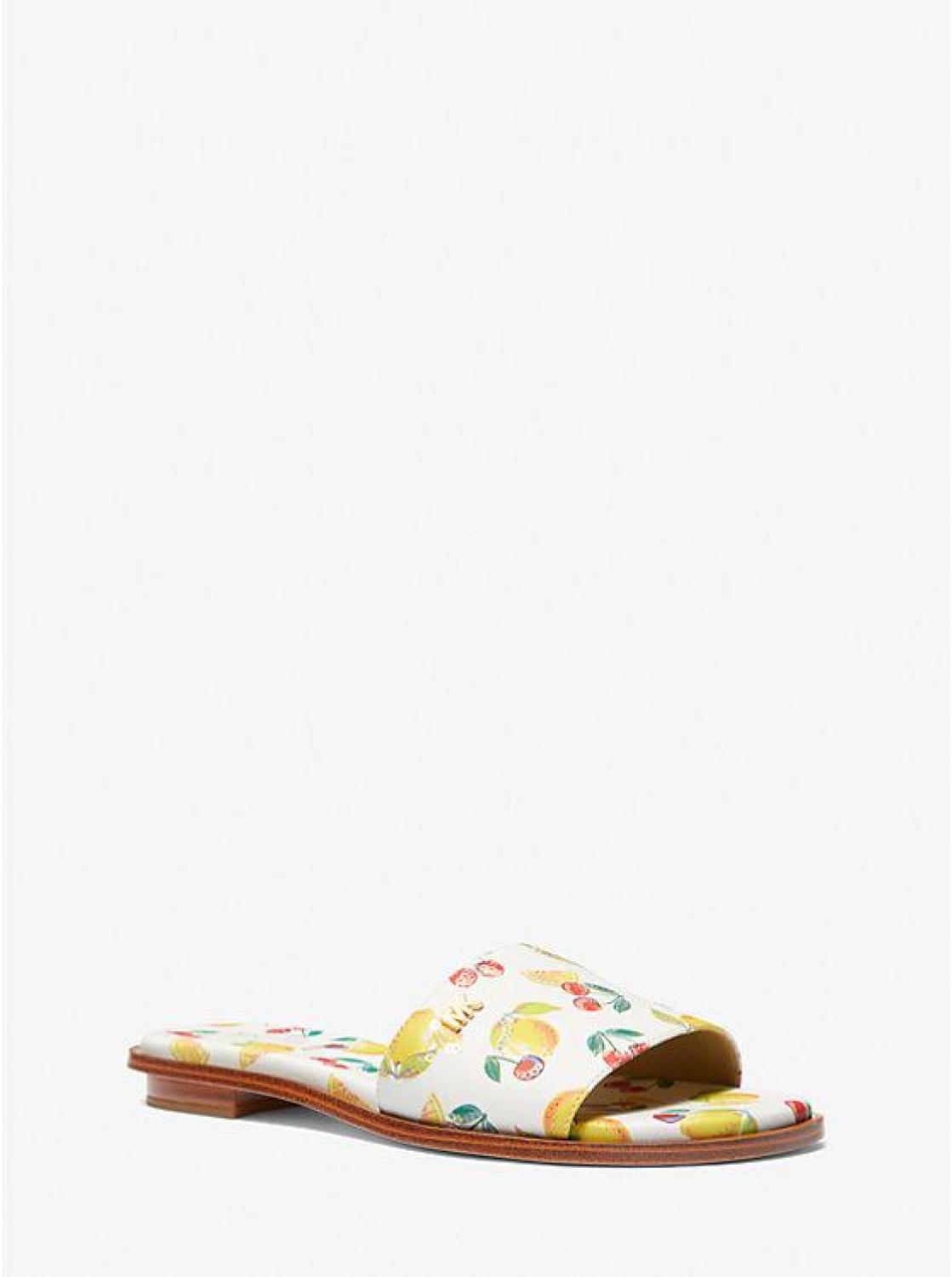 Deanna Sequined Fruit Print Slide Sandal