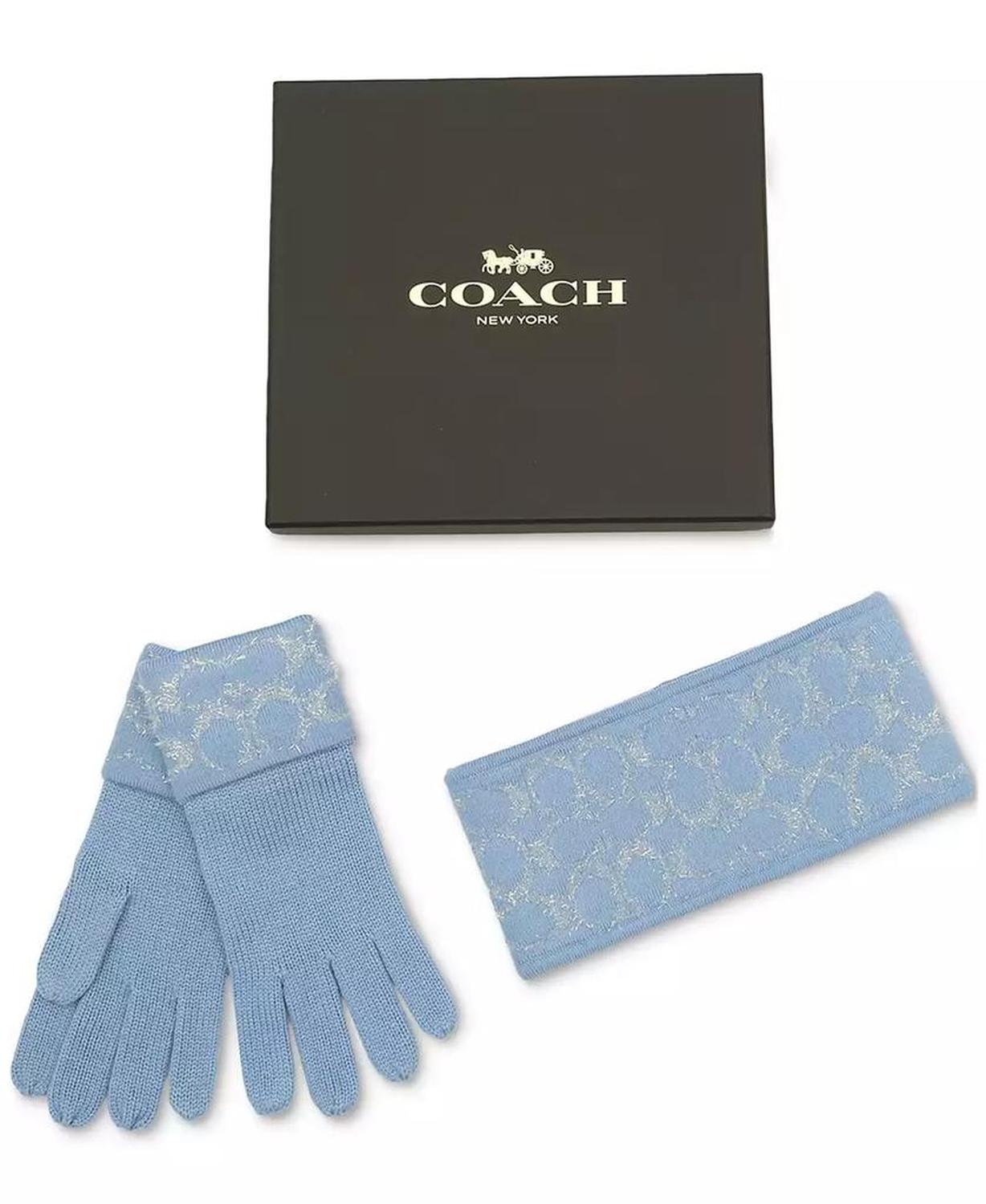 Women's Signature C Metallic Headband and Touch Tip Gloves Set