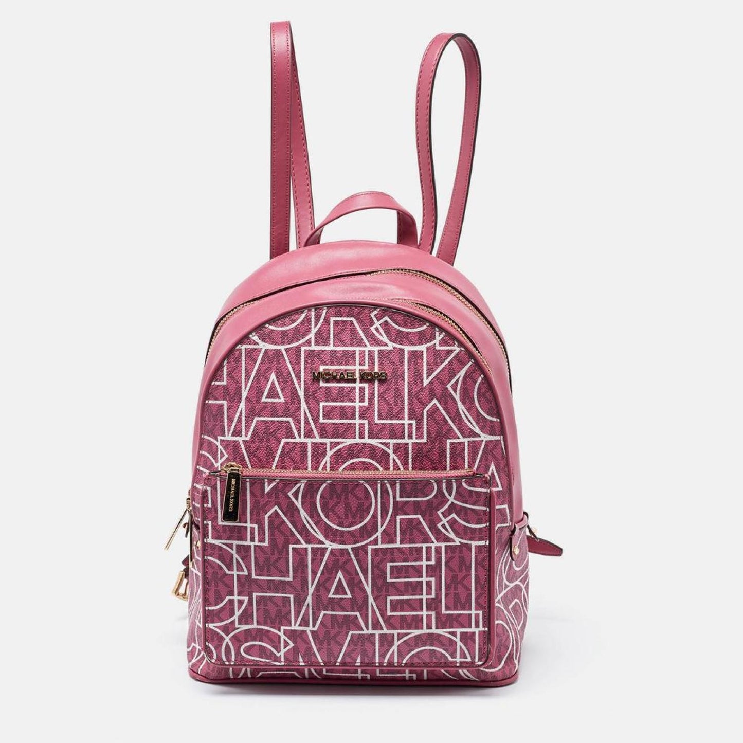 Michael Kors Pink Signature Coated Canvas And Leather Backpack