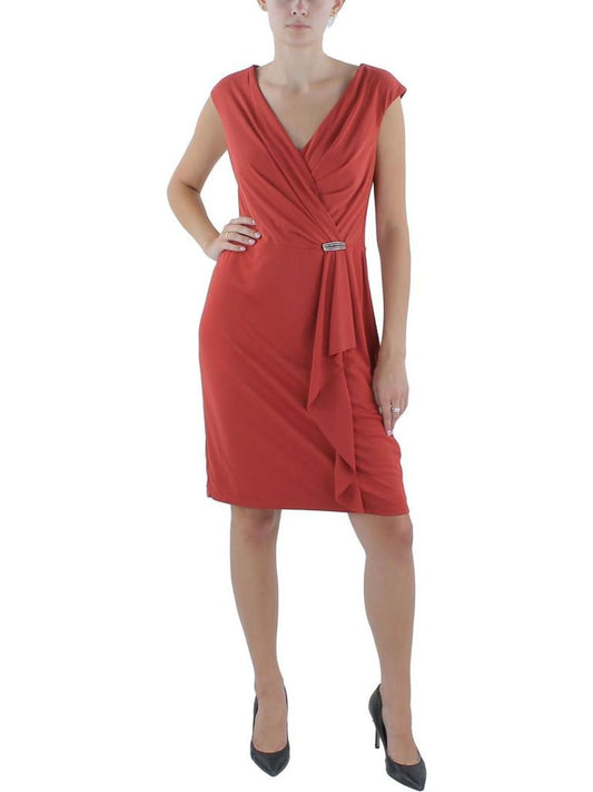 Womens Jersey Pleated Cocktail And Party Dress