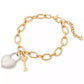 Two-Tone Heart Lock & Key Charm Bracelet