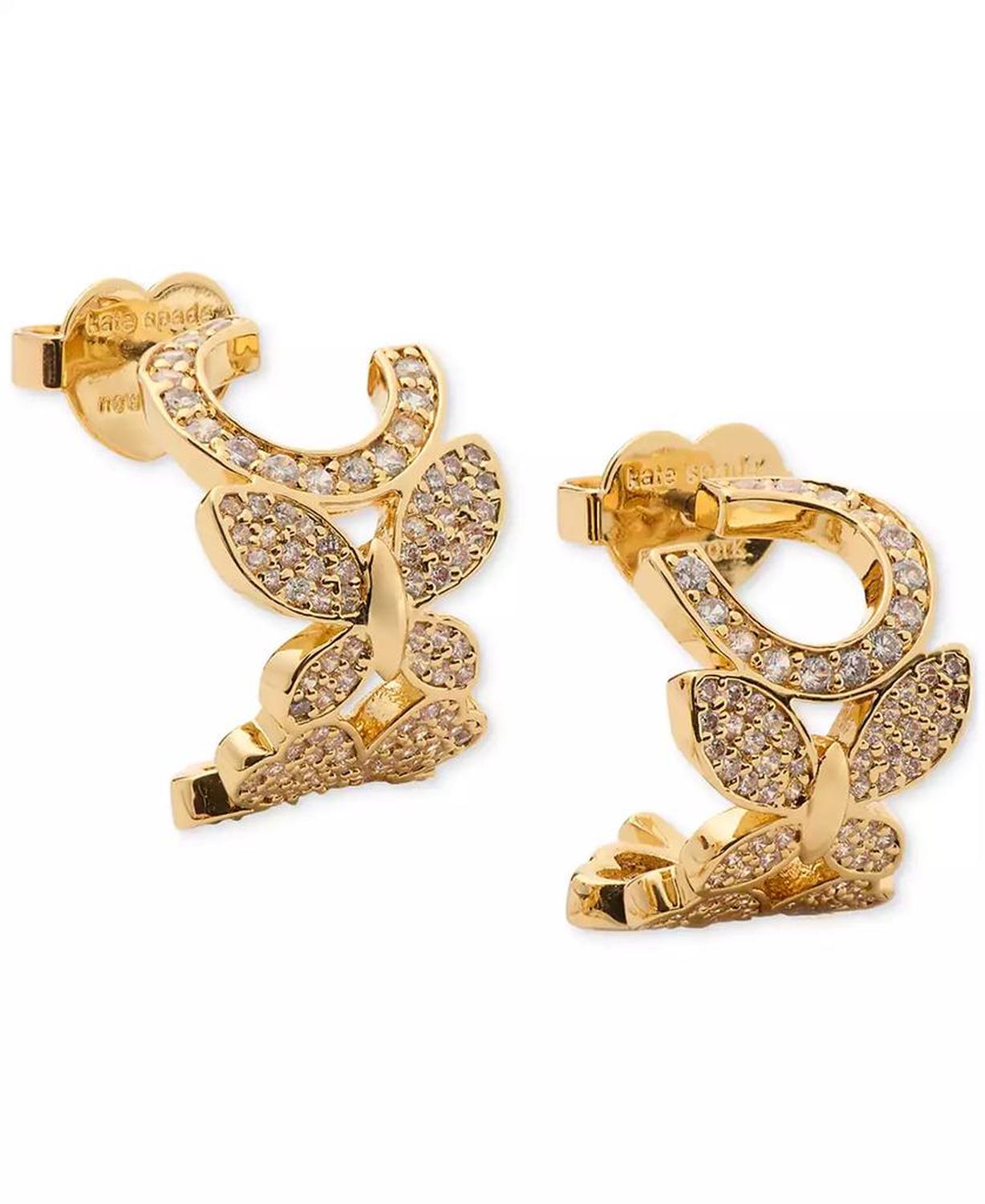 Lucky Charm Gold-Tone Crystal Huggie Hoop Earrings