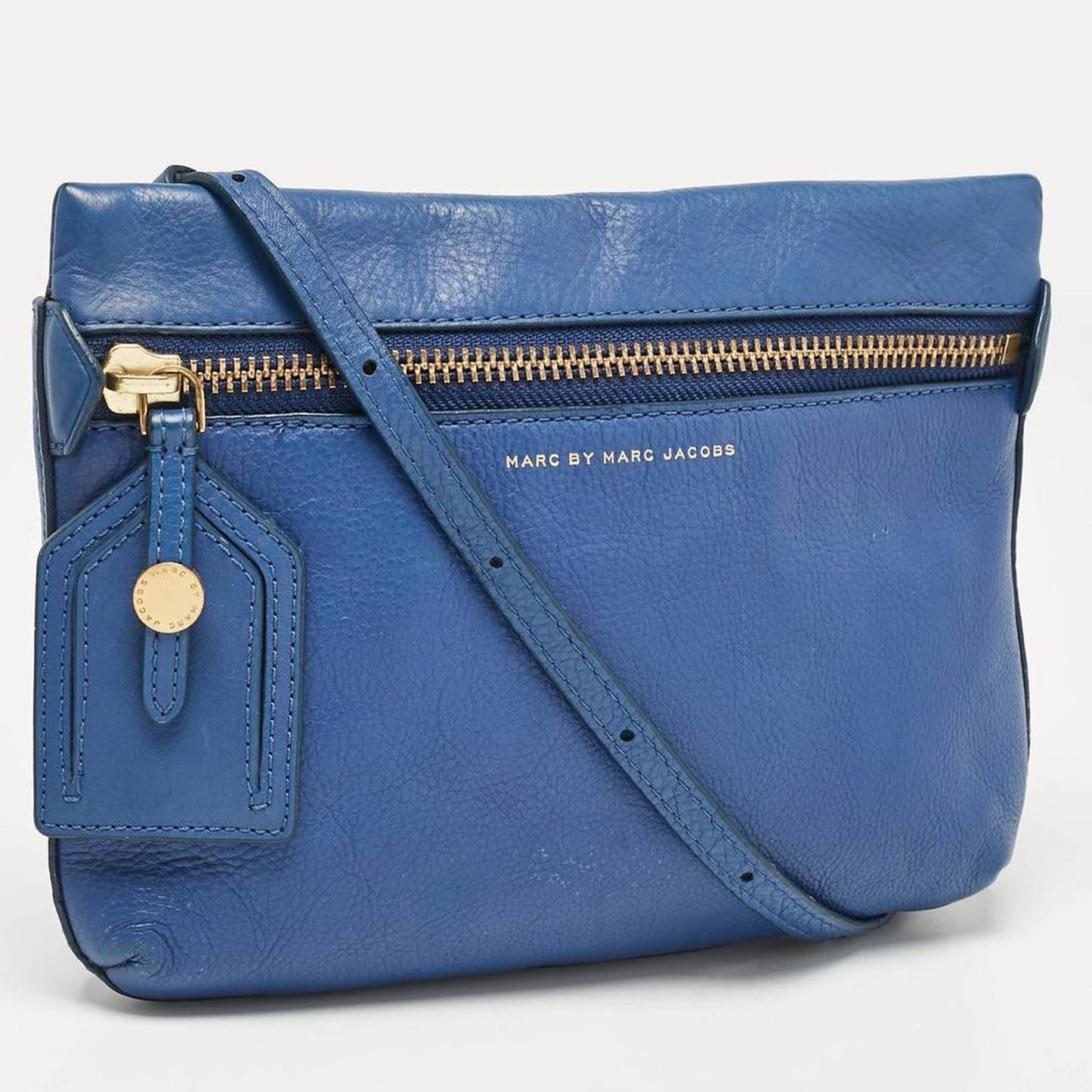 Marc By Marc Jacobs Blue Leather Zip Crossbody Bag