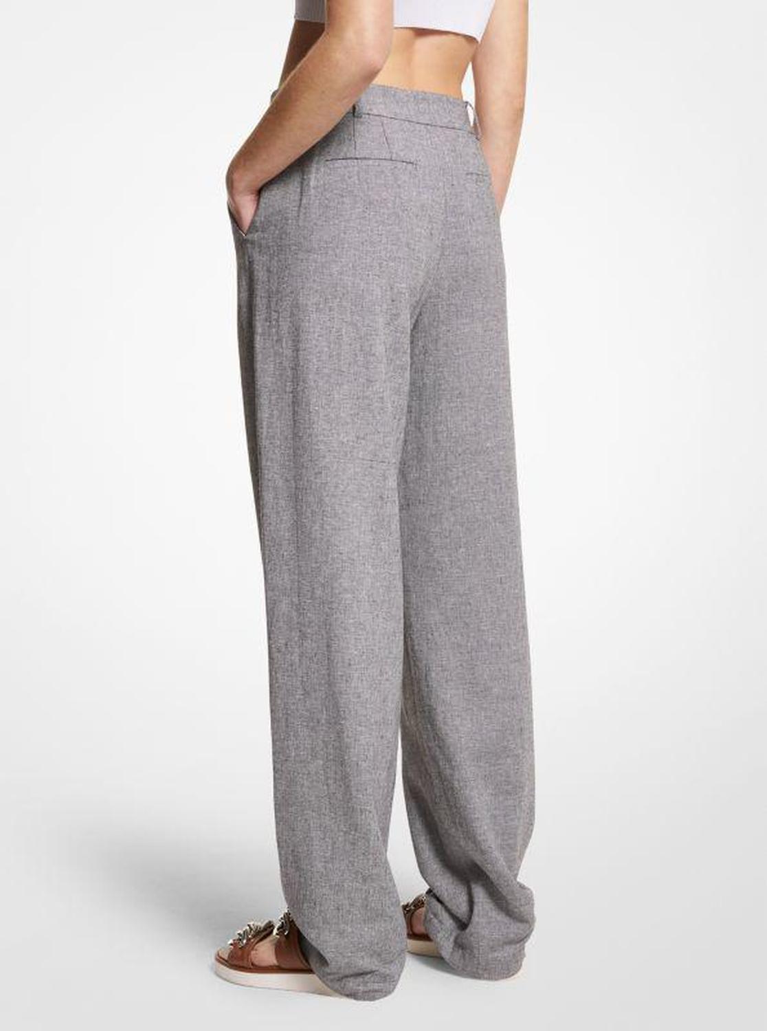 Linen Blend Wide-Leg Pants