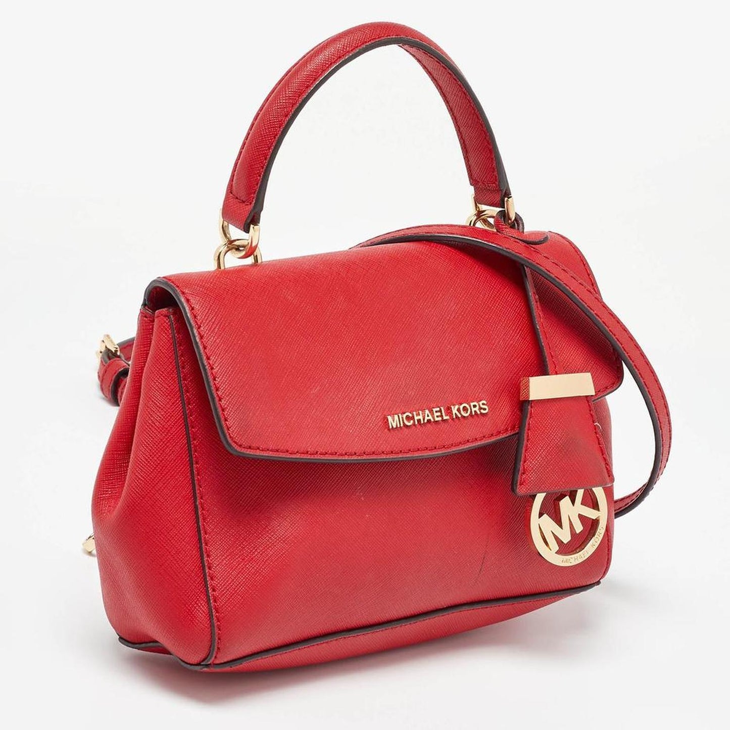 Michael Kors Red Leather Mini Ava Top Handle Bag