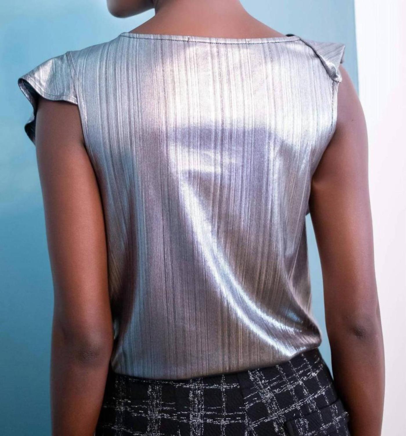 Xena Metallic Top In Silver