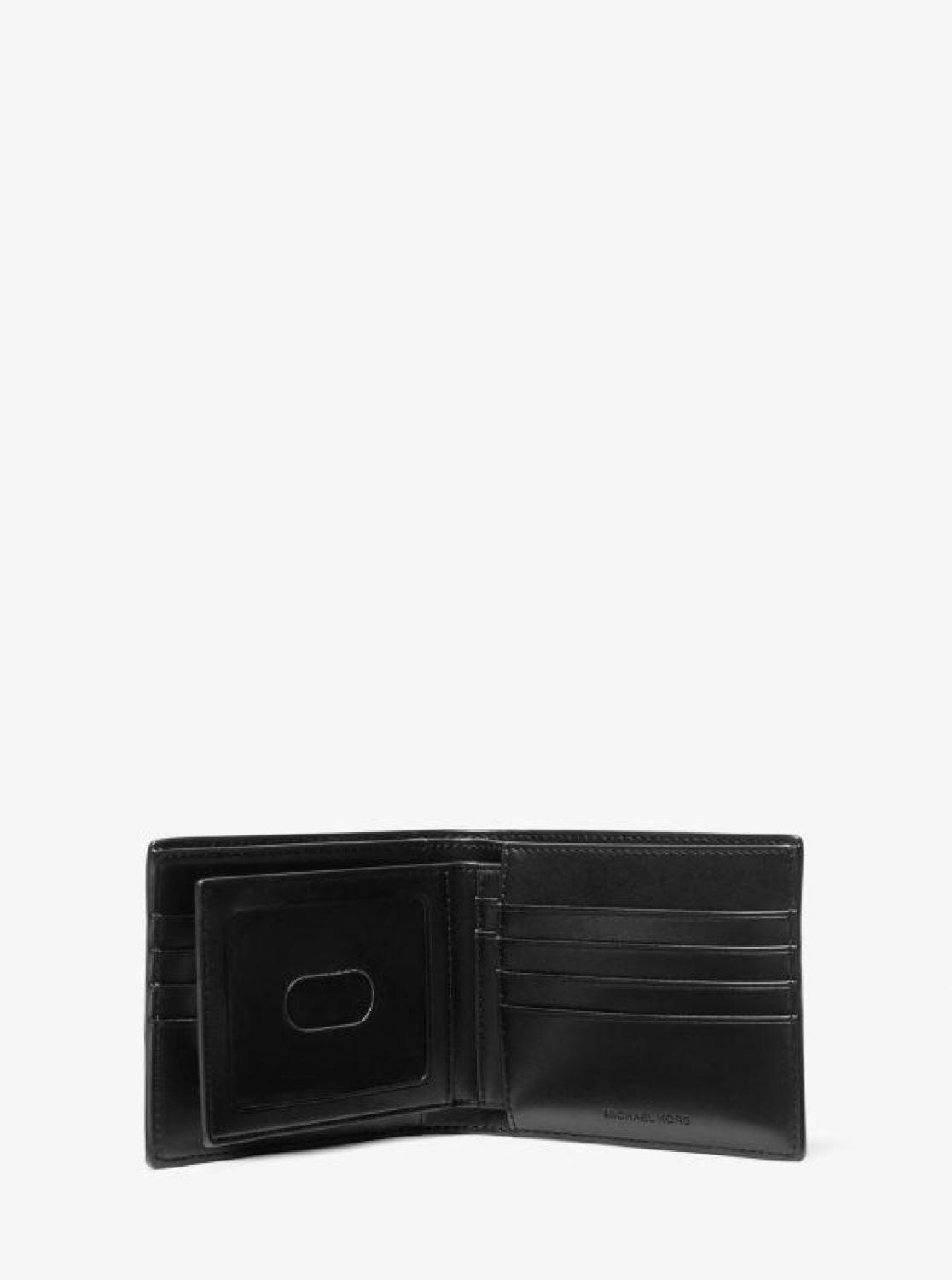 Pebbled Leather and Logo Billfold Wallet With Passcase