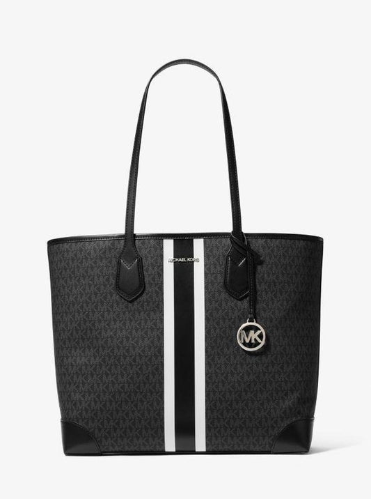 Eva Large Signature Logo Stripe Tote Bag