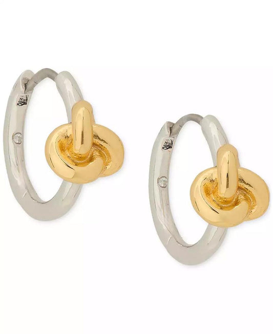 Small Knotted Huggie Hoop Earrings, 0.62"