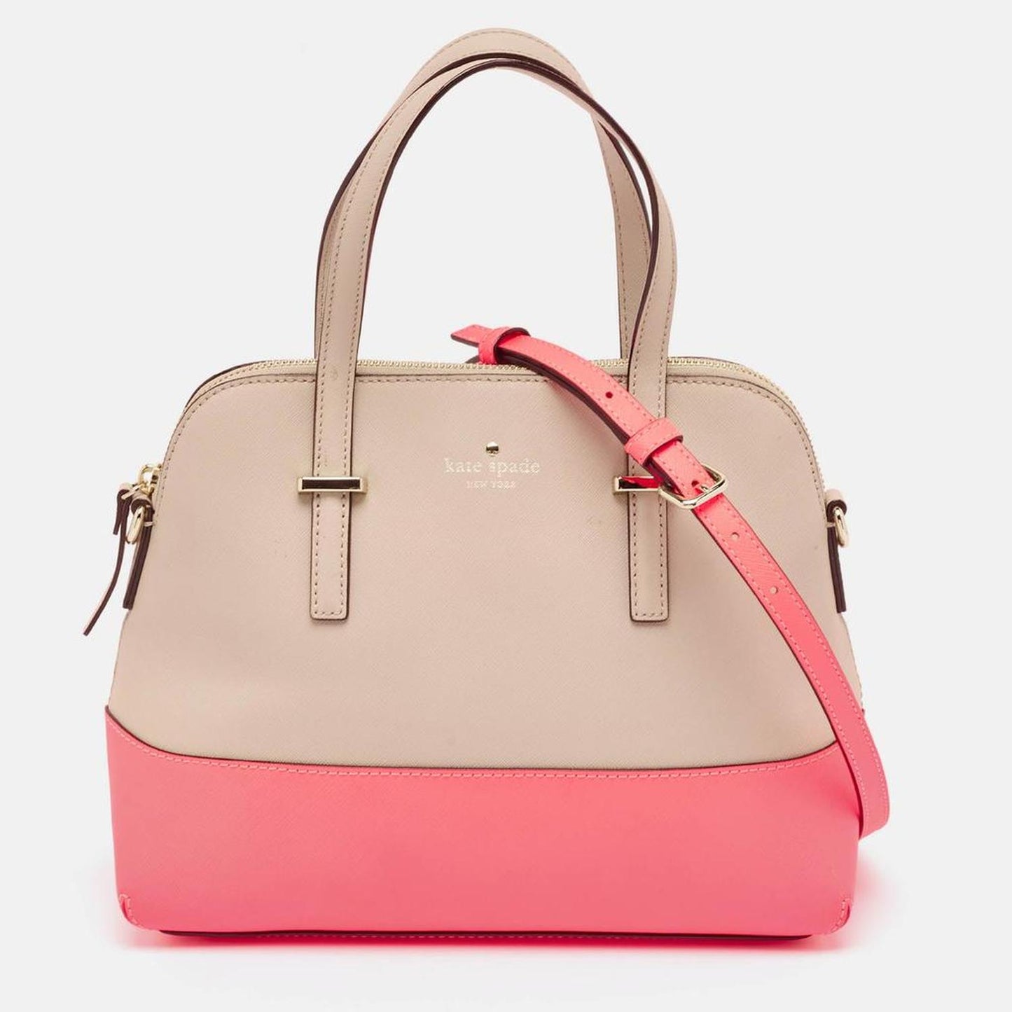 Beige/neon Pink Leather Cedar Street Maise Satchel