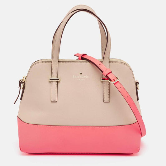 Beige/neon Pink Leather Cedar Street Maise Satchel